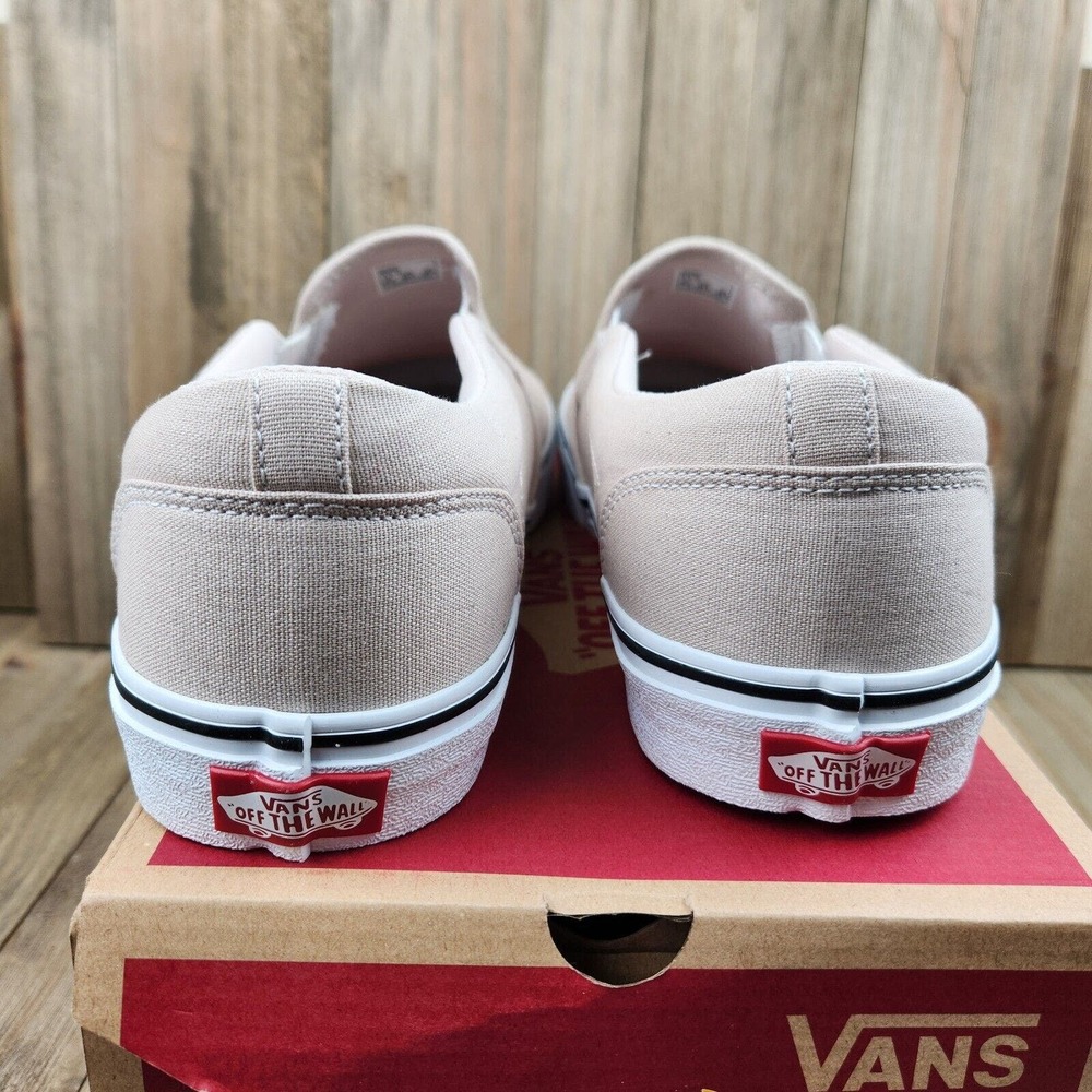 Mens Vans Asher Taupe Beige Canvas Athletic Slip On Shoes - Picture 5 of 8